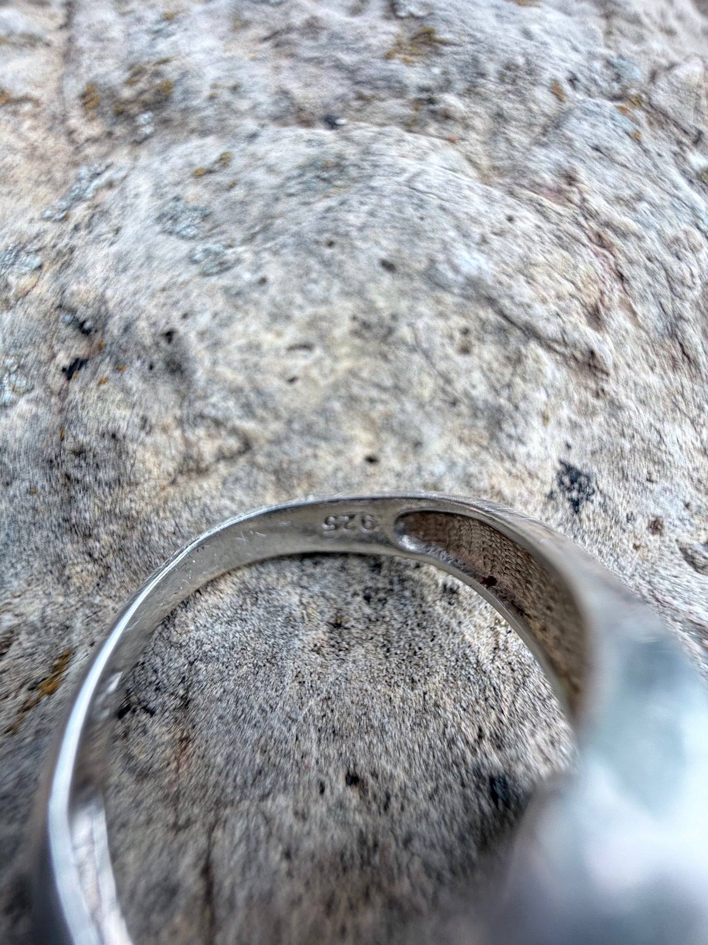 .925 silver band ring heart adjustable