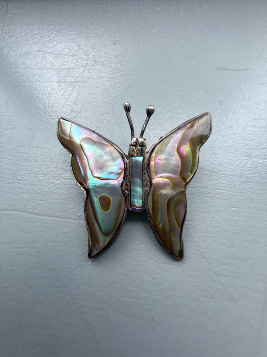 Vintage Taxco butterfly pendant .925 sterling silver slide pendant